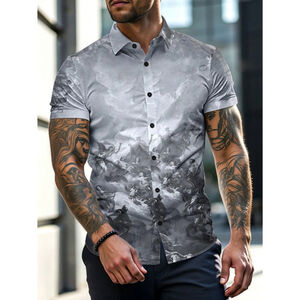 SHEIN Men's Big & Tall 6XL Printed Shirt Button Front Casual Short Sleeve NIB